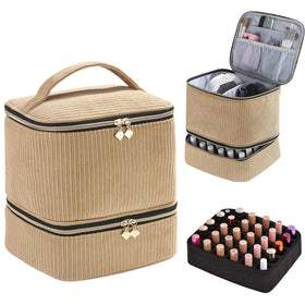 CTWWFS corduroy nail polish organizer and lamp case keeps 30 bottles organized on trips.
