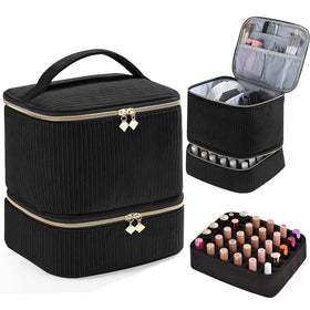 CTWWFS corduroy nail polish organizer top view for easy access and protection