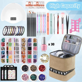 CTWWFS nail kit organizer with double-layer design keeps tools organized and easily accessible.