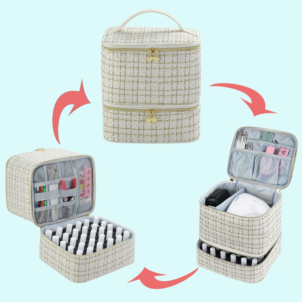 CTWWFS organizer bottom layer with foam insert holds 30 bottles securely during travel