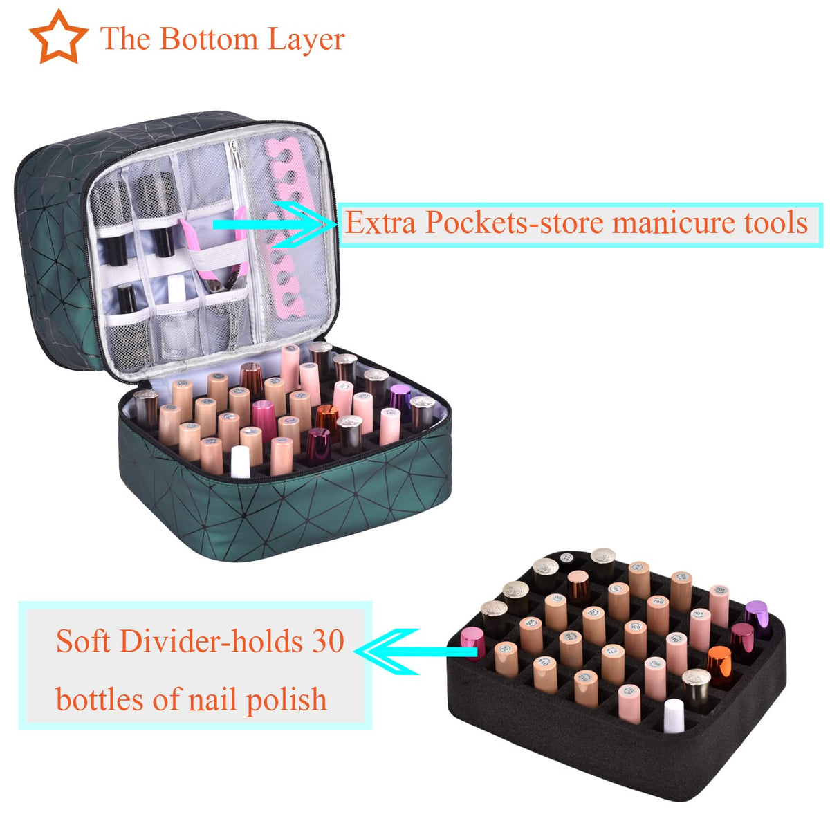 CTWWFS Bottom layer with foam insert keeps bottles secure during travel.