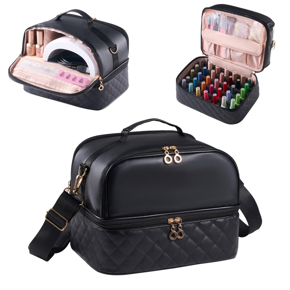 CTWWFS double-layer nail polish organizer bag for travel convenience