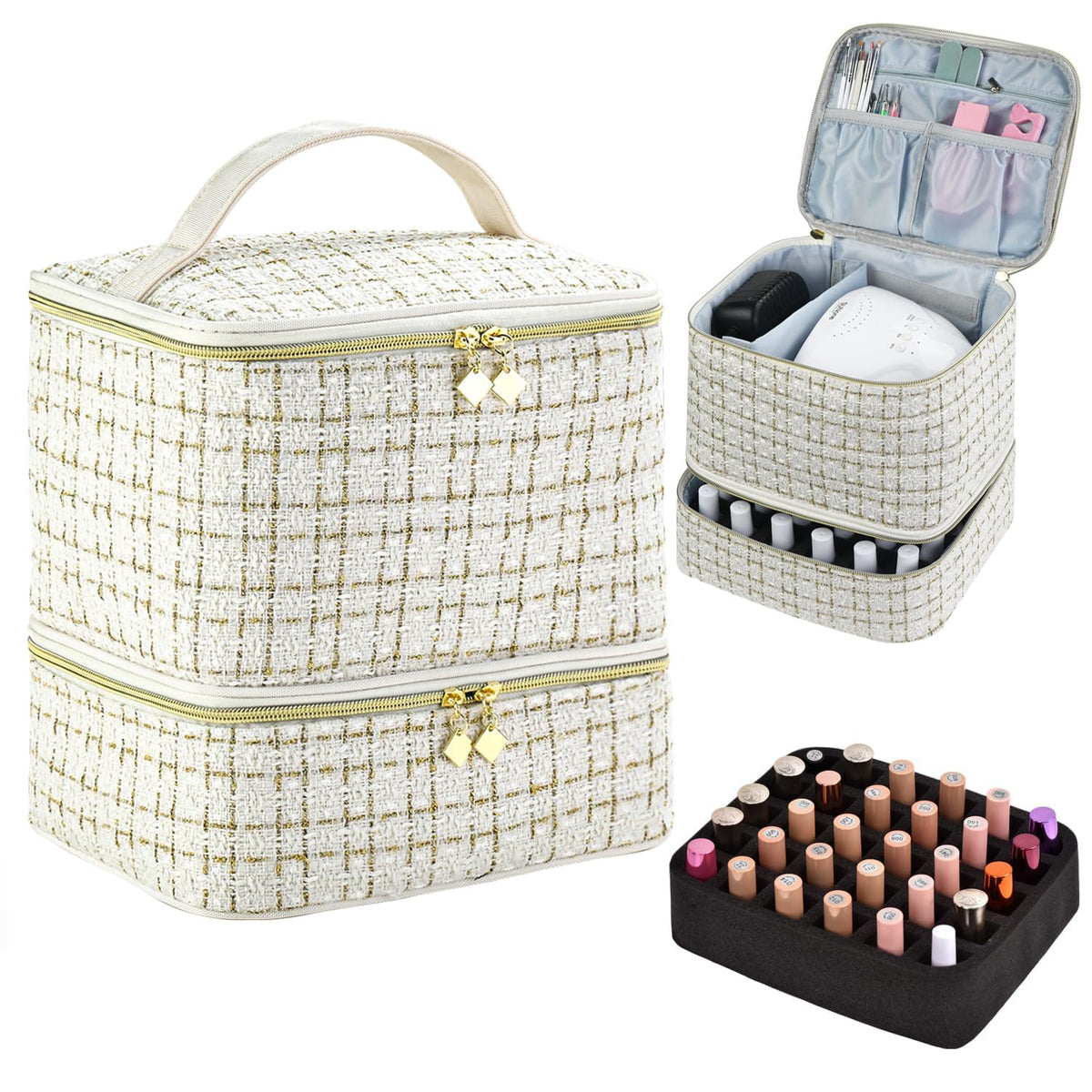 CTWWFS nail polish organizer with lamp case, closed for safe transport