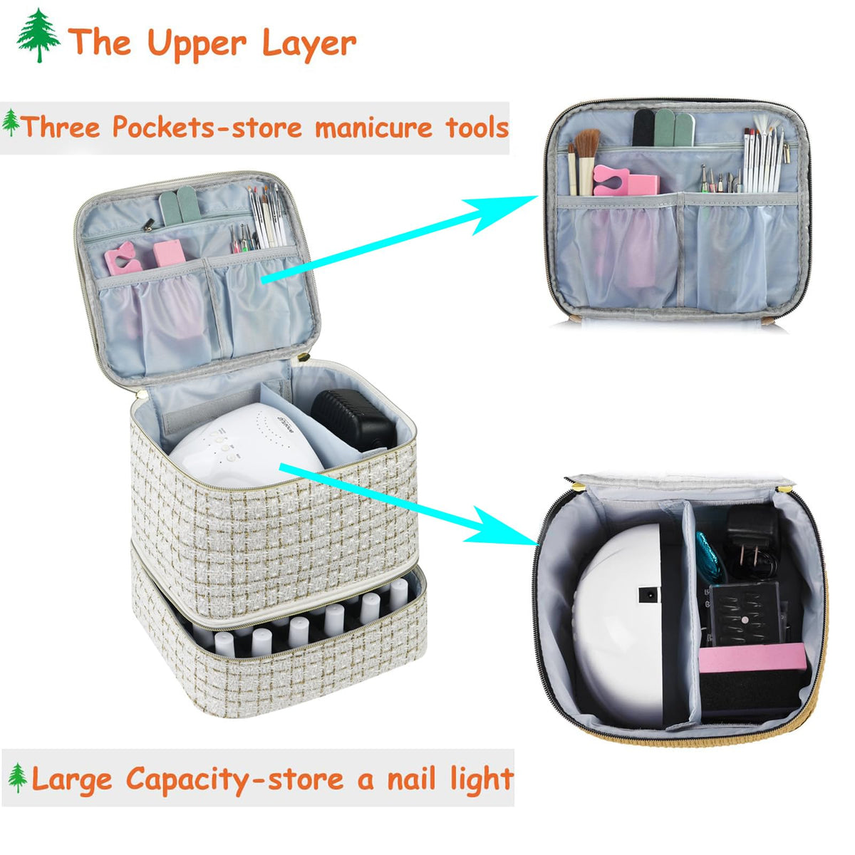 CTWWFS organizer pockets store files, drill, remover, and cotton pads for organization