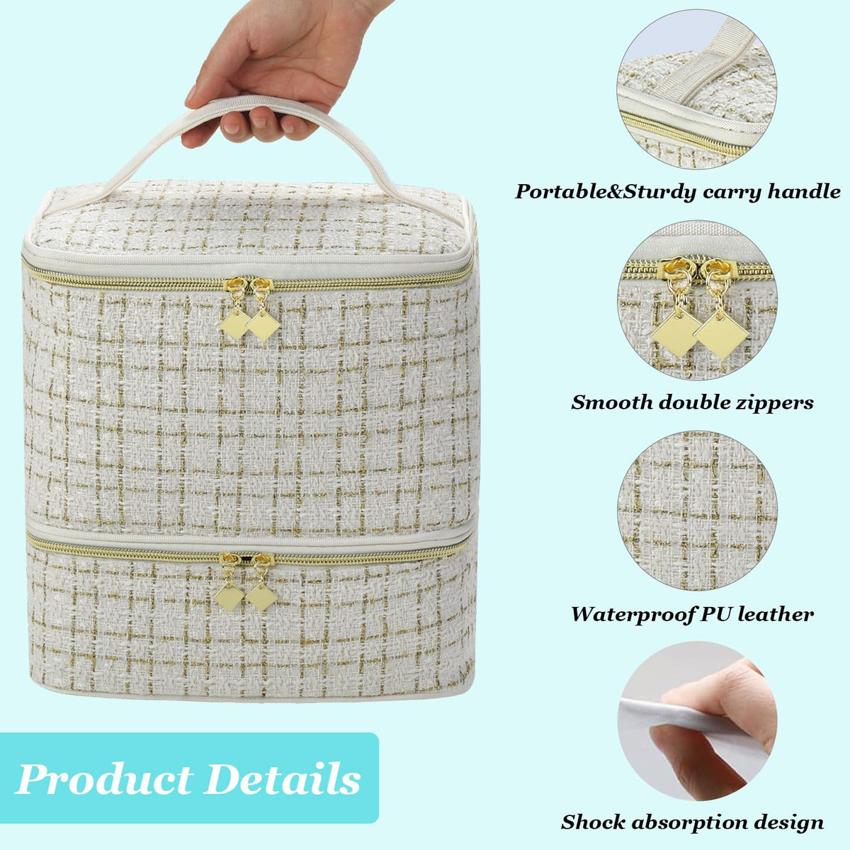 CTWWFS nail polish case with sturdy handle, ideal for traveling beauty kits