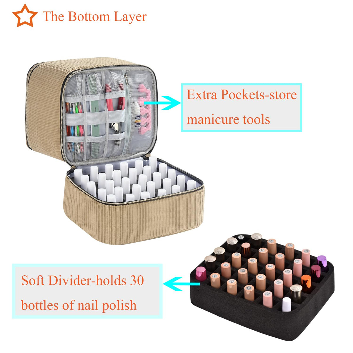 CTWWFS compact pockets for files and polish remover keep essentials tidy.