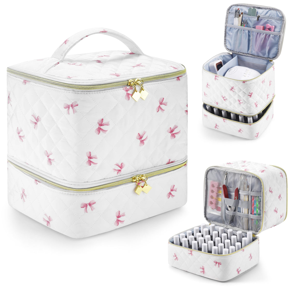 CTWWFS PU Leather Nail Polish Organizer bag keeps bottles neatly organized for travel.