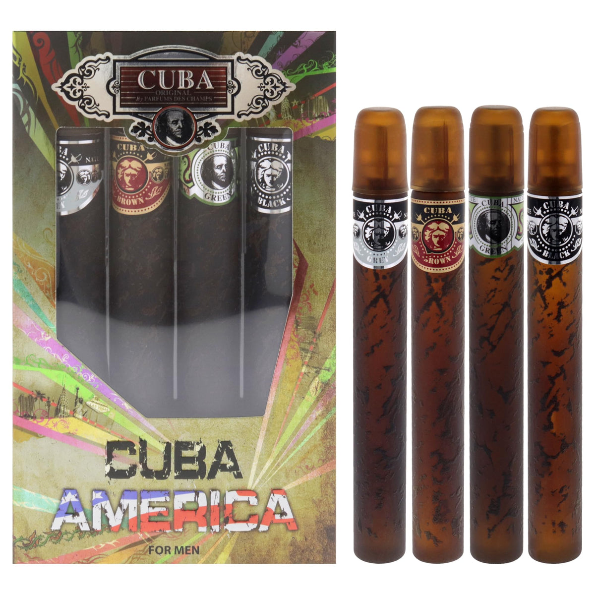 Cuba America 4-piece set with black bottle for daily wear and lasting freshness.