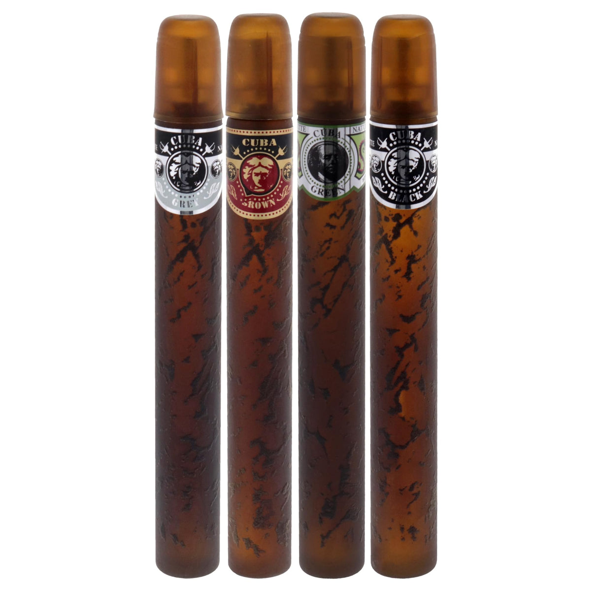 Cuba America 4-piece set with brown bottle showcases versatile scent for casual occasions.