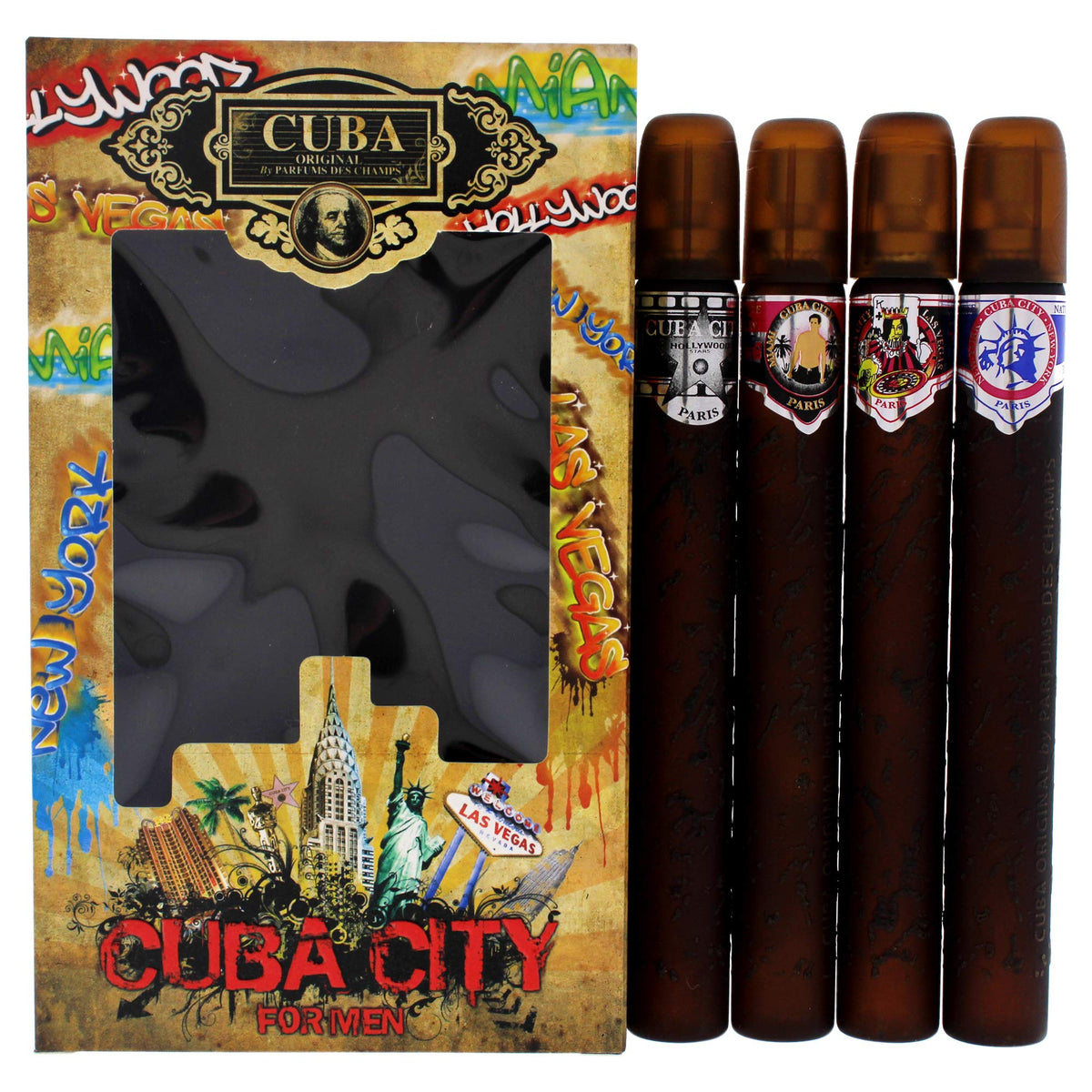 Cuba City Hollywood bottle on shelf, ideal for daily wear and travel.