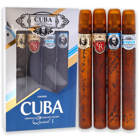 Cuba men's variety gift set fragrances bottle closeup emphasizing woody aroma and lasting impression.