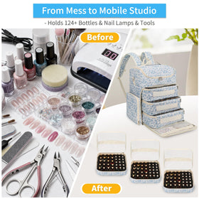 CUBETASTIC full-size nail lamp compartment keeps tools ready for on-site manicures.