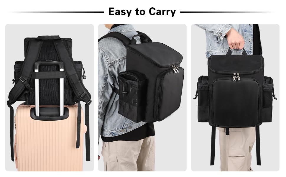 CUBETASTIC travel backpack shows adjustable dividers for a tailored fit.