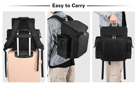 CUBETASTIC travel backpack shows adjustable dividers for a tailored fit.
