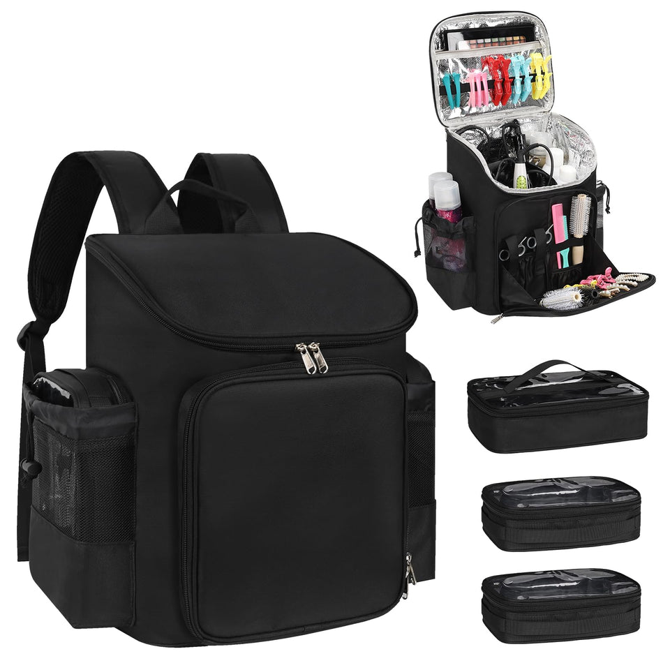 CUBETASTIC hairstylist travel backpack with main compartment keeps tools organized on the go.