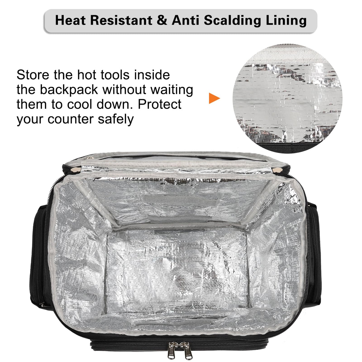 CUBETASTIC travel backpack side pockets for quick-access tools during appointments.