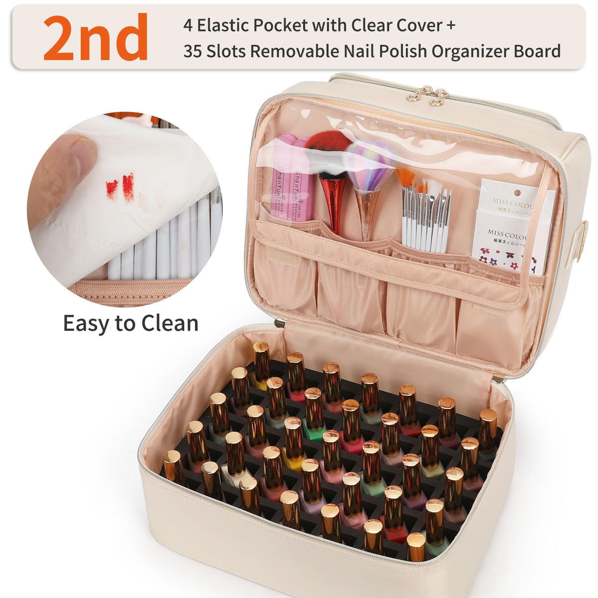 CUBETASTIC lower layer stores 35 bottles and 4 elastic tool pockets for easy access.