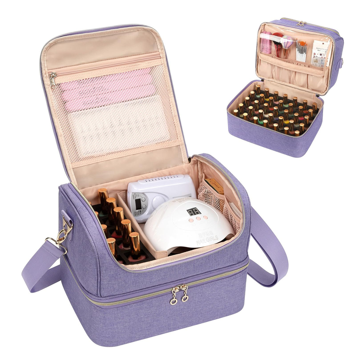 CUBETASTIC nail polish organizer case, front view, travel-ready design.