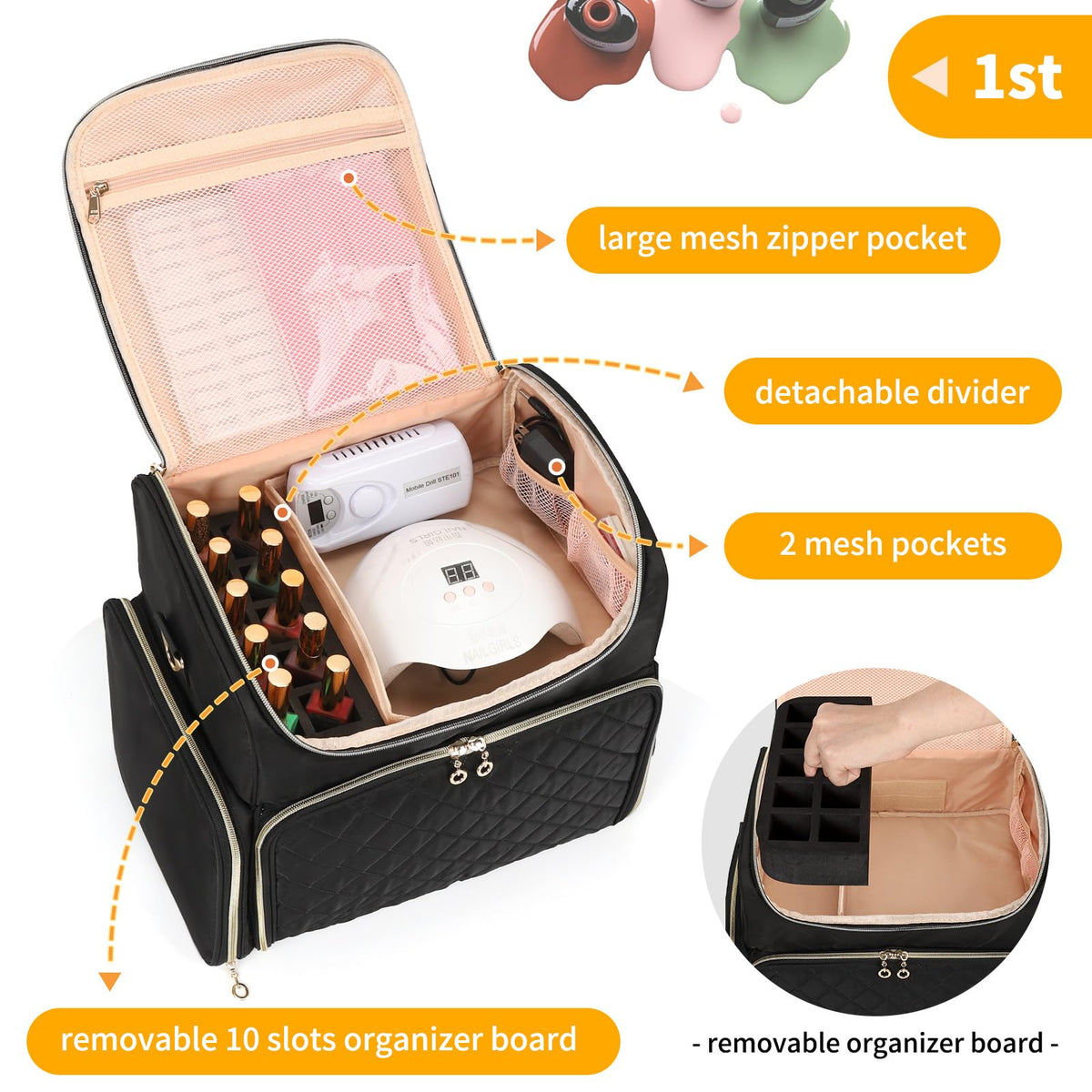 CUBETASTIC removable pouches for small bottle organization