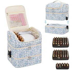 Cubetastic three-layer organizer close-up showing spacious bottle storage and tidy arrangement.