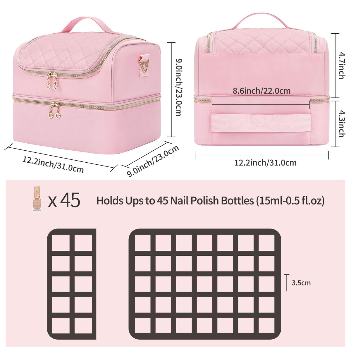 CUBETASTIC pink travel case keeps nail tech tools secure on the go.