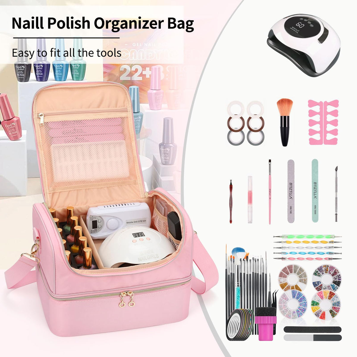 CUBETASTIC pink travel-friendly case offers multiple carry options.