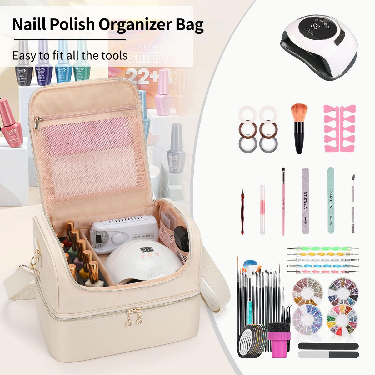 CUBETASTIC white organizer blends with any manicure station and salon decor.