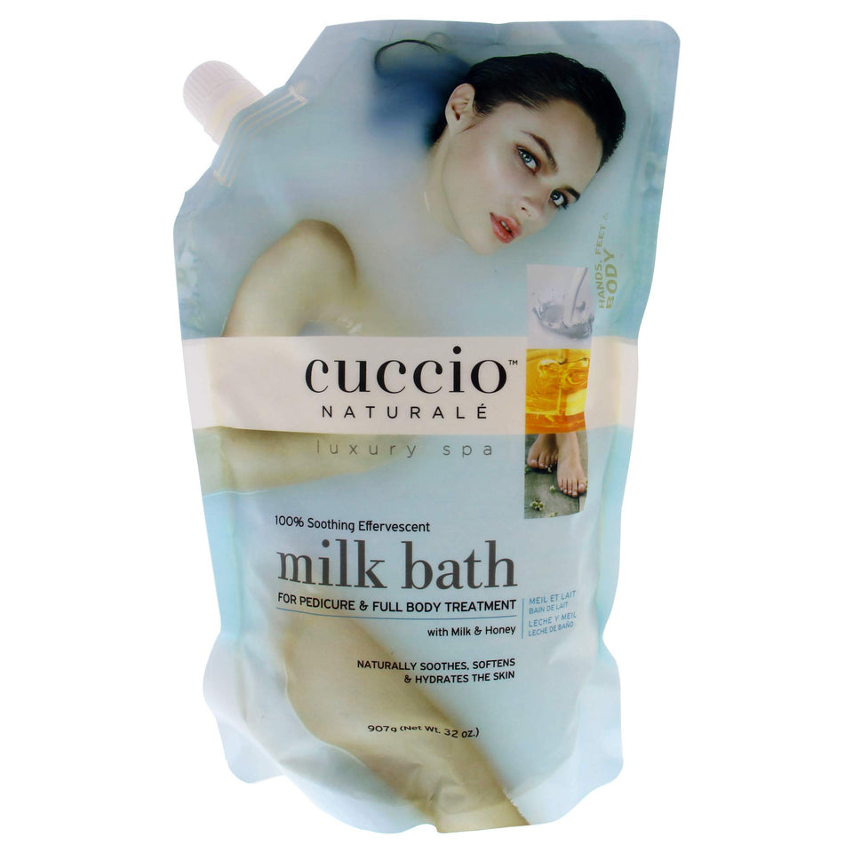 Cuccio Naturale milk bath pedicure bottle image for smooth, hydrated skin
