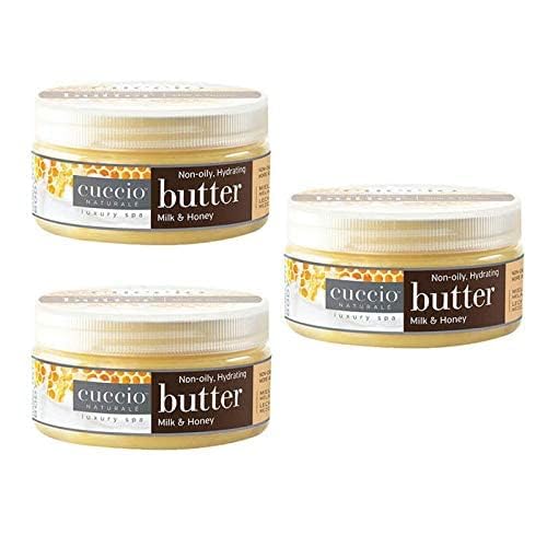 Cuccio Naturale Milk & Honey Butter Blend Lotion applied to feet for hydration.