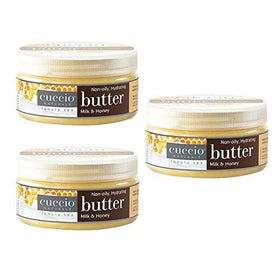 Cuccio Naturale Milk & Honey Lotion texture close-up showing non-greasy absorption.