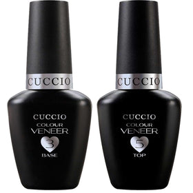 Cuccio Veneer Top bottle delivering high-gloss, chip-resistant shine.