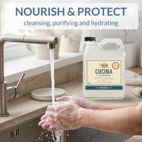 Cucina refill packaging highlighting biodegradable formula for eco-conscious homes.