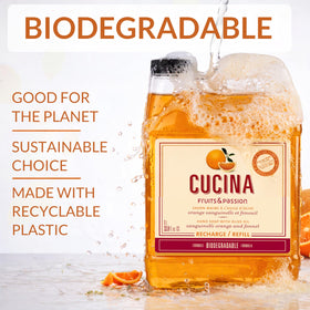 Cucina hand wash action image emphasizes gentle cleansing and skin comfort