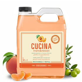 Cucina Fruits & Passion hand soap refill with peach-mandarin scent for refreshing kitchen use.