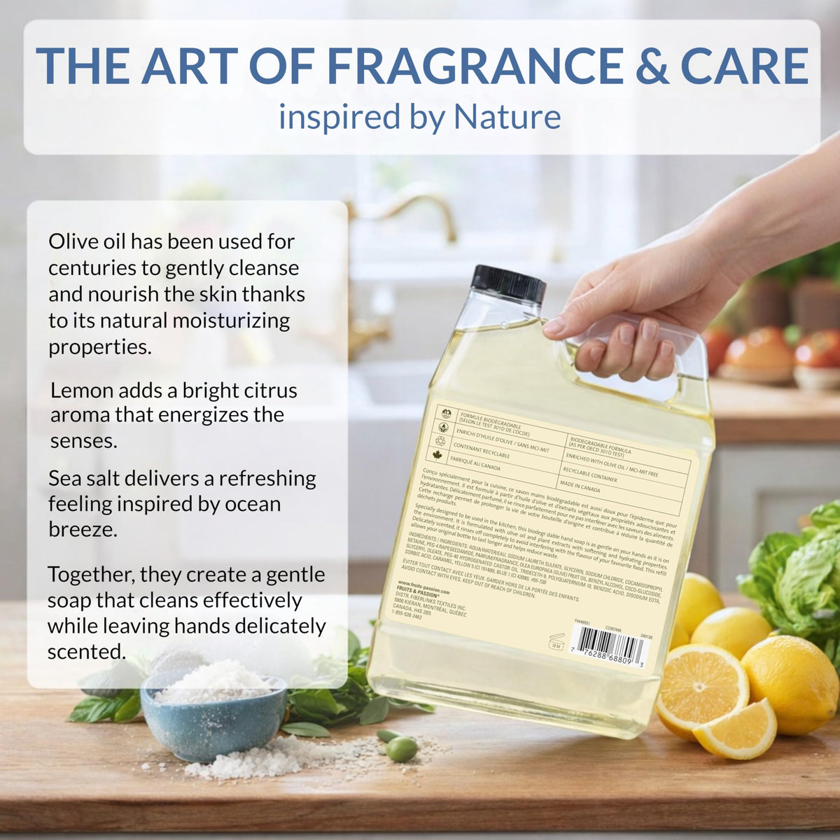 Cucina scent blends Amalfi lemon with sea salt for a fresh, balanced aroma.