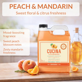 Cucina hand soap shows olive oil moisturizing base keeps skin comfortable after washing.