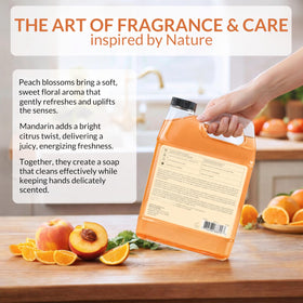 Peach and mandarin scent adds bright aroma to daily handwashing.