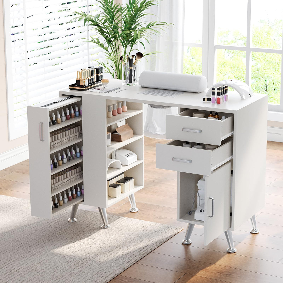 CuisinSmart 42-inch manicure table with dust collector keeps the work area clean.