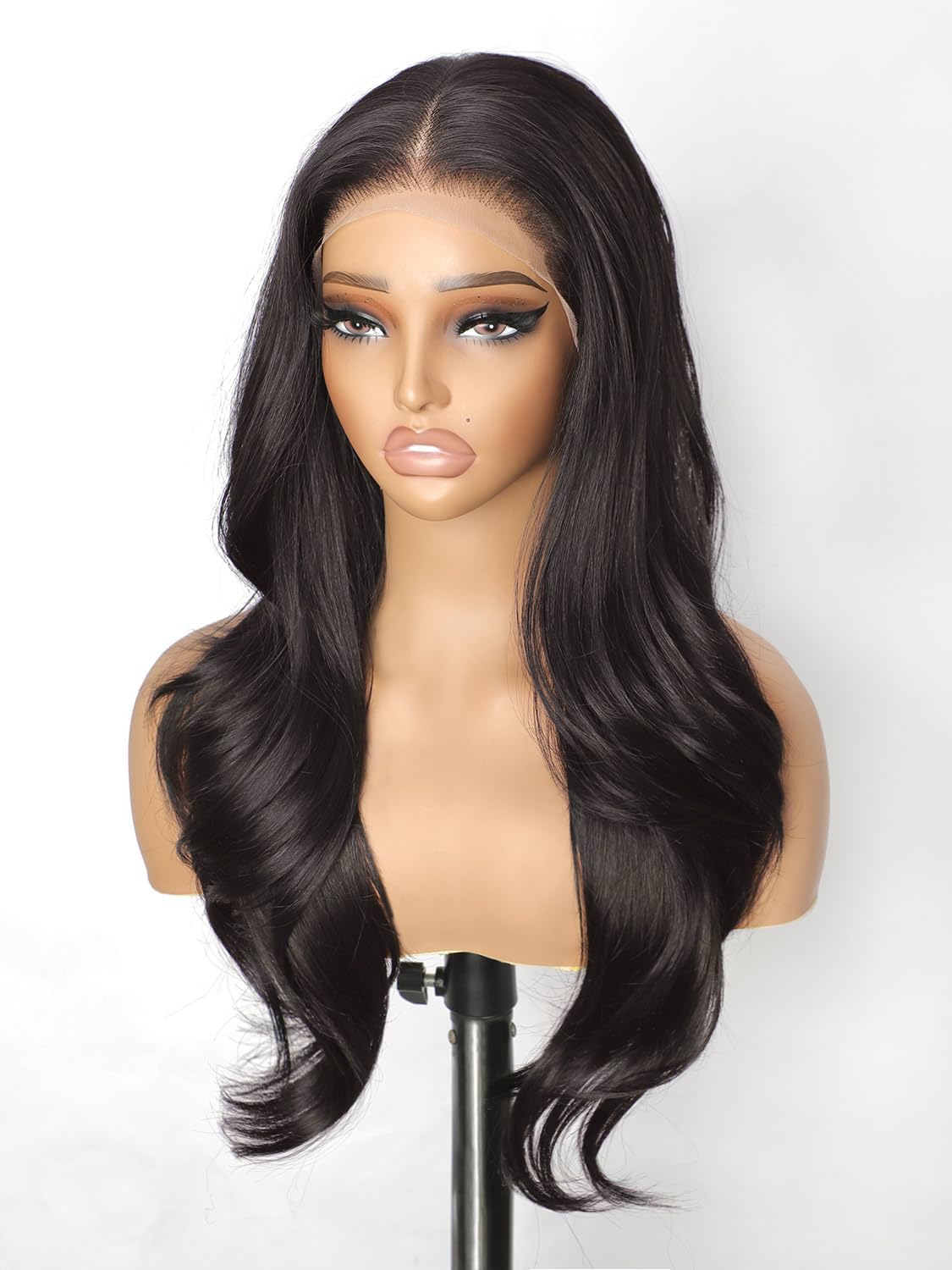 Cuiud chocolate brown lace front wig front view with natural hairline for daily wear