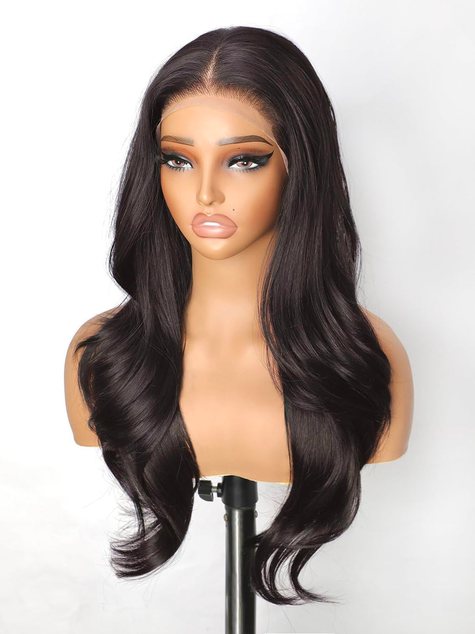 Cuiud chocolate brown lace front wig front view with natural hairline for daily wear