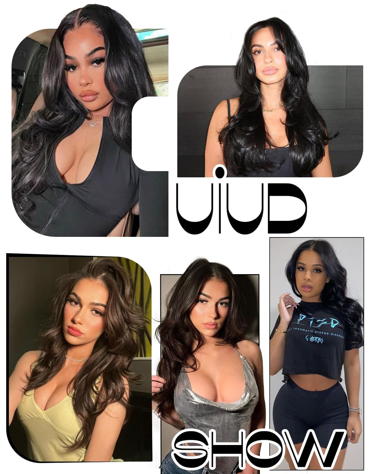 Cuiud long layered wave wig detail shows fluffy volume