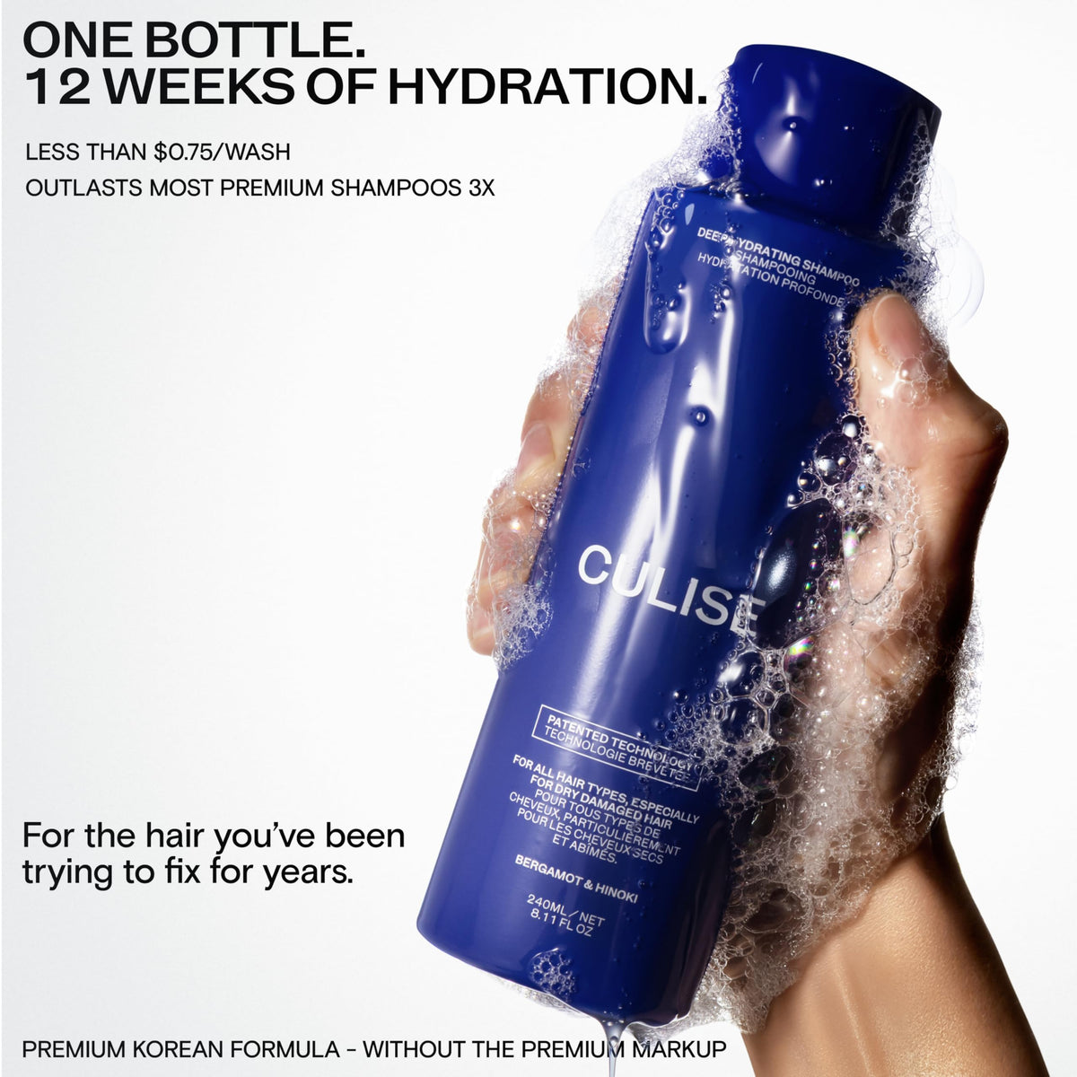 CULISE shampoo pump-top for easy daily use and soft hair.