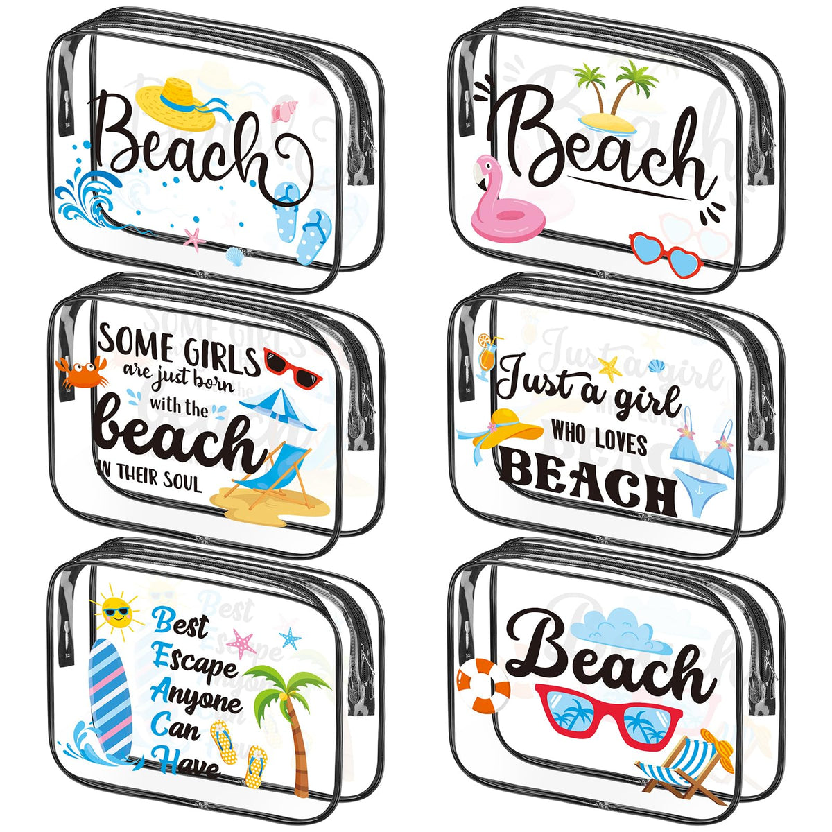 Cunno clear makeup bag in beach style keeps toiletries organized during travel.