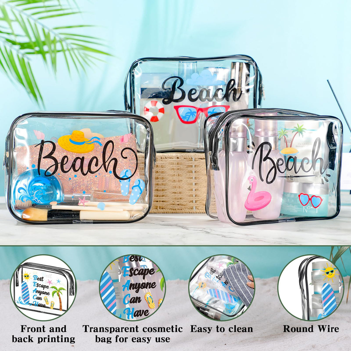 Cunno clear makeup bag with cheer pattern is ideal for quick access during events.