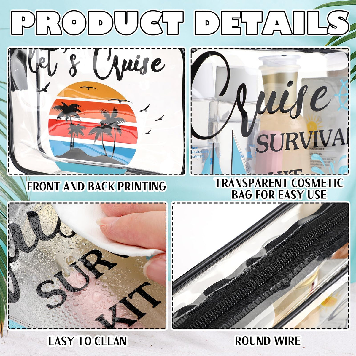 Cunno Cruise clear pouch in waterproof PVC protects contents.