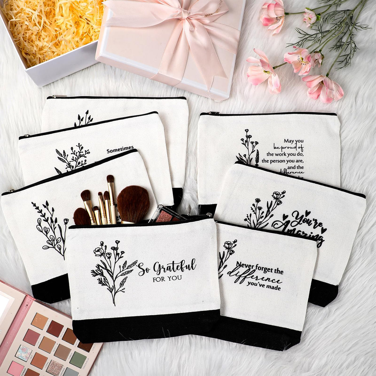 Cunno inspirational boho floral tote bag with uplifting quotes.