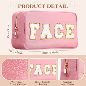 Cunno preppy bag SKIN with chenille patch protects items while traveling.