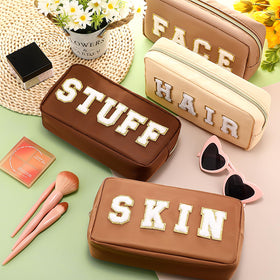 Cunno skin-style brown makeup bag protecting small items from scratches