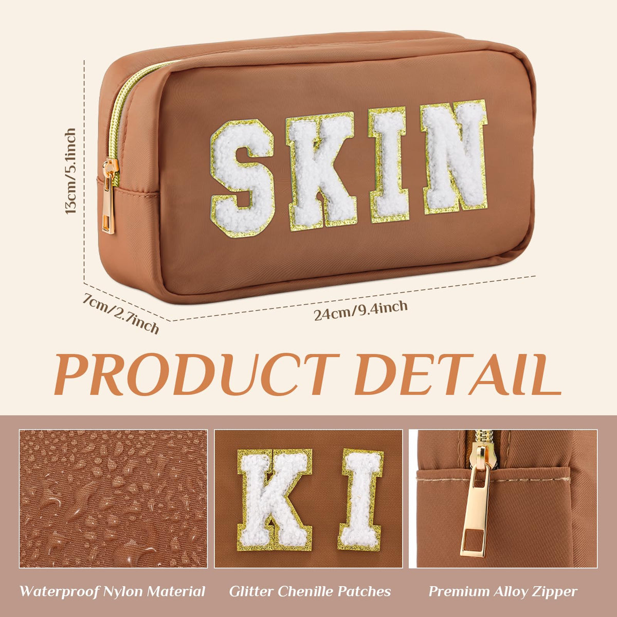Cunno stuff-style brown makeup bag helps separate everyday items