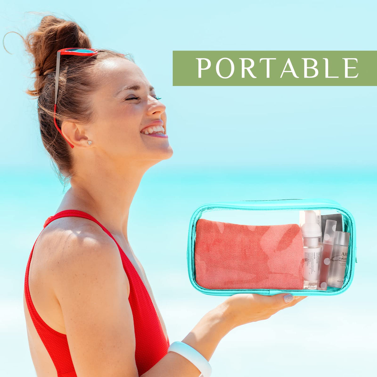 Cunno durable zippered clear pouch keeps toiletries secure during trips.